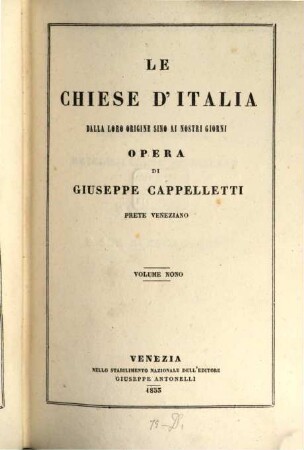 Le chiese d'Italia dalla loro origine sino ai nostri giorni, 9. (Chiesa patriarcale metropolitana principale di Venezia e sue suffraganee)