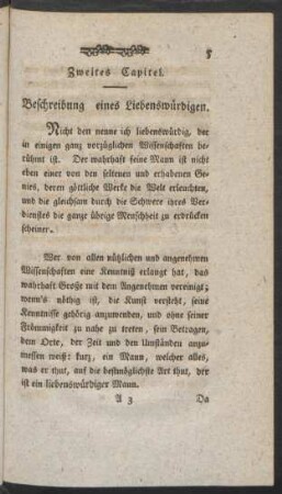Zweites Capitel. Beschreibung eines Liebenswürdigen