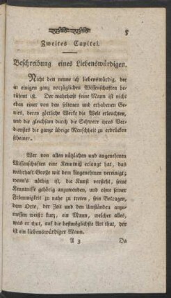 Zweites Capitel. Beschreibung eines Liebenswürdigen
