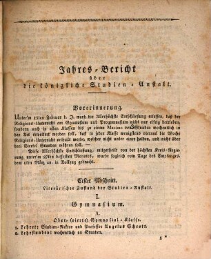 Jahresbericht der Königlich Bayerischen Studienanstalt zu Münnerstadt. 1824, 1824