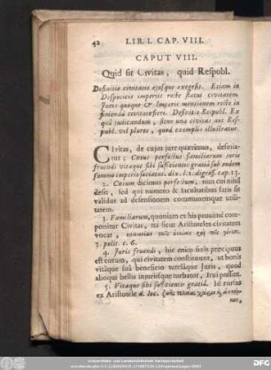 Caput VIII. Quid sit Civitas, quid Respubl.