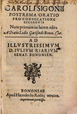 Postrema oratio pro Consolatione Ciceronis