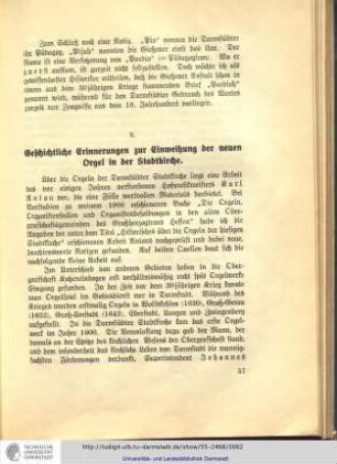 8. Geschichtliche Erinnerungen zur Einweihung der neuen Orgel in der Stadtkirche