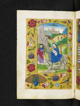 Vollbordürenseite mit Streumusterbordüre und Miniatur: Flucht nach Ägypten (Prim)