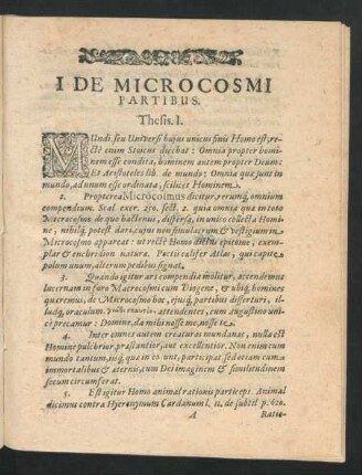 I. De Microcosmi Partibus.