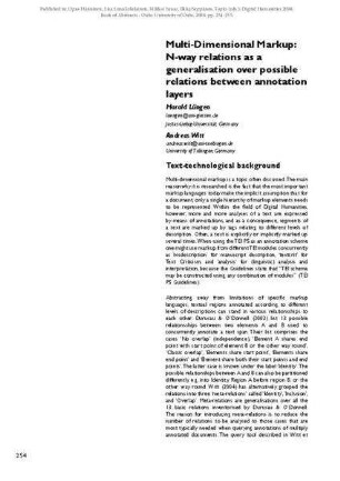 Multi-Dimensional Markup: N-way relations as a generalisation over possible relations between annotation layers