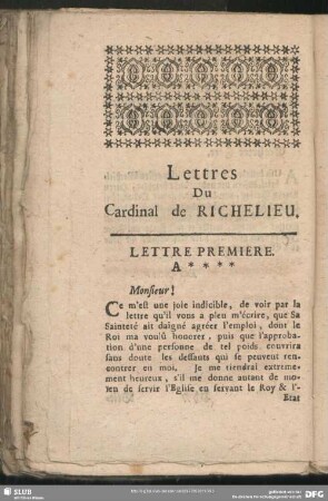 Lettres du Card de Richelieu