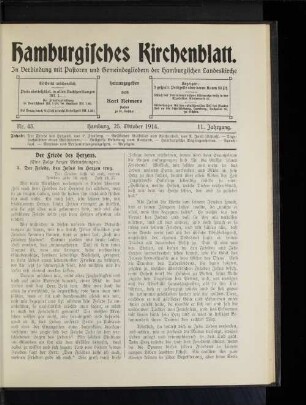 Nr. 43. Hamburg, 25. Oktober 1914. 11. Jahrgang.