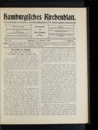 Nr. 43. Hamburg, 25. Oktober 1914. 11. Jahrgang.