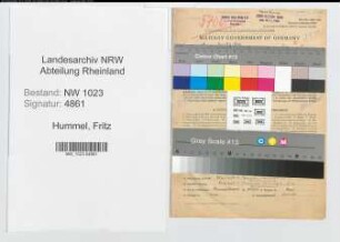 Entnazifizierung Fritz Hummel , geb. 02.04.1904 (Analytiker)