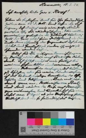 Brief an von Karpf von v. Hindenburg