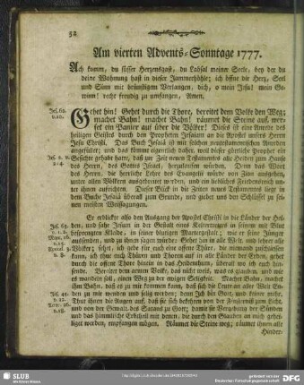Am vierten Advents-Sonntage 1777