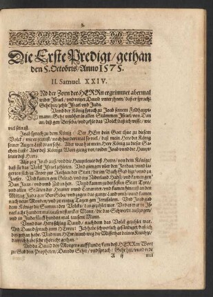 Die Erste Predigt/ gethan den 5. Octobris/ Anno 1575.