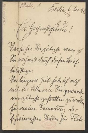 Brief an B. Schott's Söhne : 06.01.1896