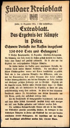 Ausgabe vom Samstag, den 12. Dezember 1914.