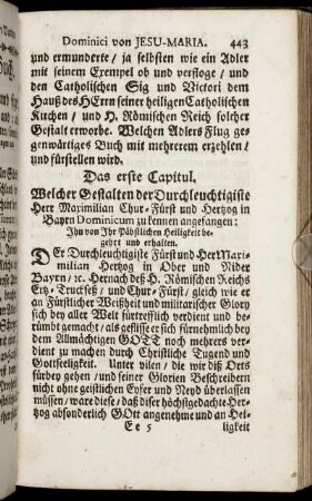 Das erste Capitul. - Das fünffte Capitul.