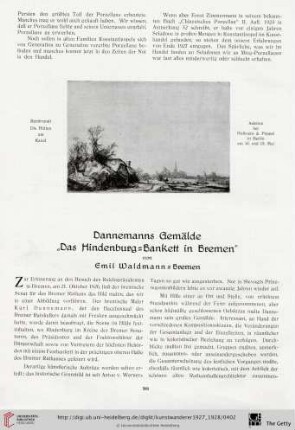 9/10: Dannemanns Gemälde "Das Hindenburg-Bankett in Bremen"