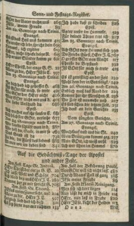 Auf die Gedächtniß-Tage der Apostel und andre Feste