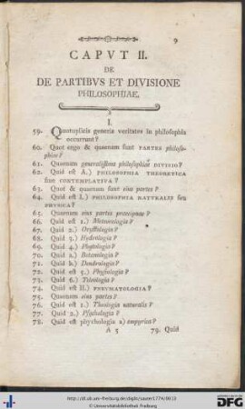 Caput II. De Partibus Et Divisione Philosophiae.