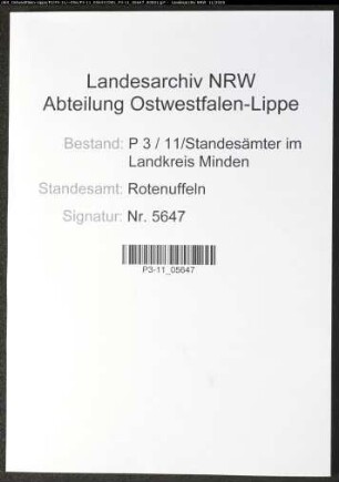Sterberegister Standesamt Rothenuffeln