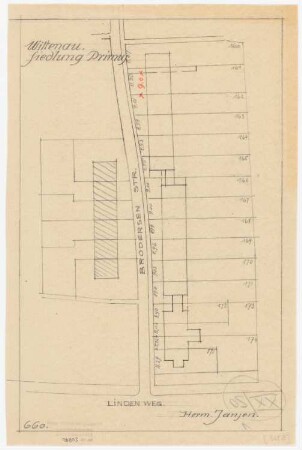 Siedlungsplan der Heimstättengesellschaft Primus Wittenau, Berlin-Reinickendorf: Lageplan 1:500
