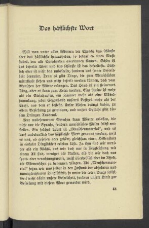 Das häßlichste Wort