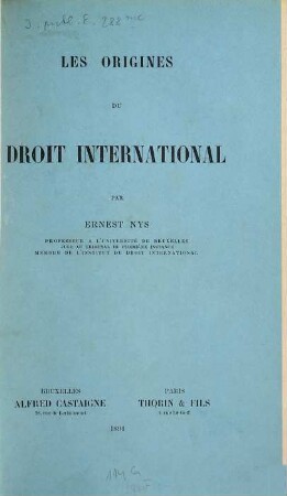 Les origines du droit international