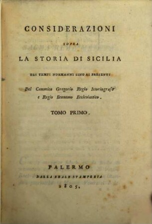 Considerazioni sopra la storia di Sicilia dai tempi normanni sino ai presenti, 1