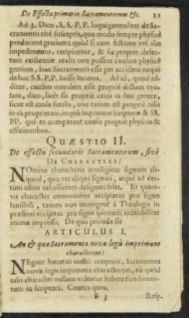 Articulus I. An & quae Sacramenta novae legis imprimant characterem?