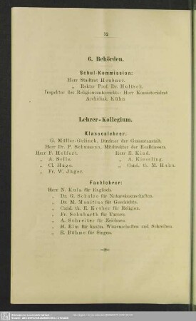 6. Behörden, Lehrerkollegium