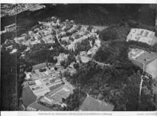 Gesamtansicht der Medizinischen Fakultät und der Universitätskliniken in Homburg
