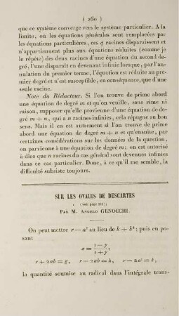 Sur les ovales de descartes.