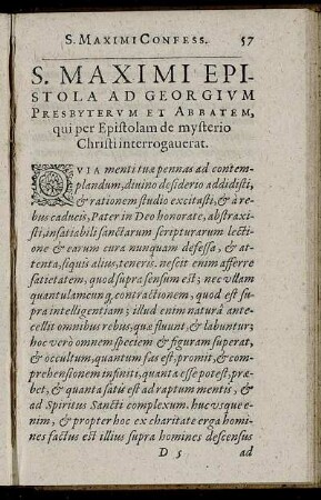 S. Maximi Epistola Ad Georgium Presbyterum Et Abbatem ...