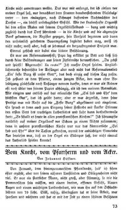 Vom Knecht, vom Pfarrherrn und vom Acker