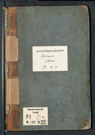 Zivilstandsregister der Juden des Kreisgerichts Münster mit den Orten Amelsbüren, Appelhülsen, Bösensell, Havixbeck, Münster, Nottuln, Telgte, Wolbeck, und den Bauerschaften Delstrup und Geist, Kirchspiel Lamberti, zu Münster gehörig (T 1847-1874) (Gemeinde: Münster, Stadt)