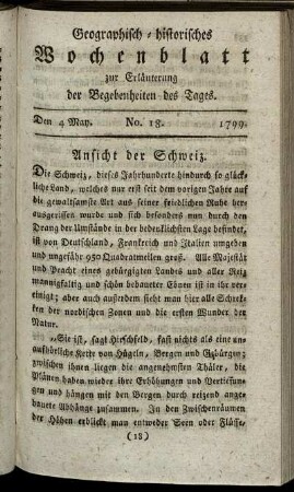 No. 18. Den 4. May. 1799.