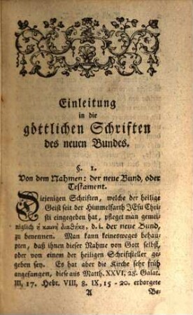 Johann David Michaelis Einleitung in die göttlichen Schriften des Neuen Bundes. 1