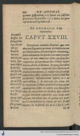 Caput XXVIII. De Anomalis Exceptionibus.
