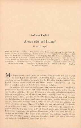 Sechstes Kapitel. "Kreuzfahrten und Rettung"