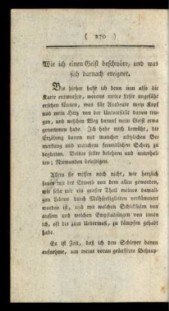 Wie ich einen Geist beschwöre, und was sich darnach ereignet