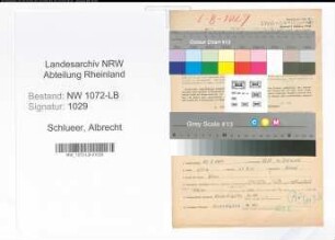 Entnazifizierung Albrecht Schlueer , geb. 21.08.1904 (Lehrer)