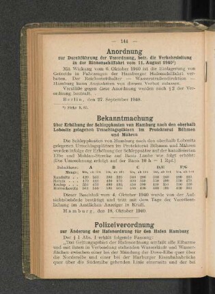 Polizeiverordnung zur Änderung der Hafenordnung für den Hafen Hamburg