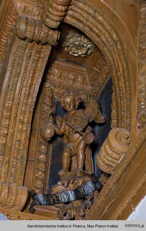Putti als Allegorien der vier Elemente : Putto mit Fanfare und Granatapfel