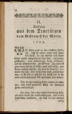 II. Auszug aus dem Tractätgen vom Gebrauch der Worte.