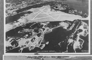 Norwegen. Flughafen Oslo-Fornebu. Luftbildaufnahme. Vergleichsabbildungen