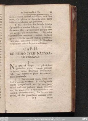 Cap. II. De Primo Iuris Naturalis Principio.