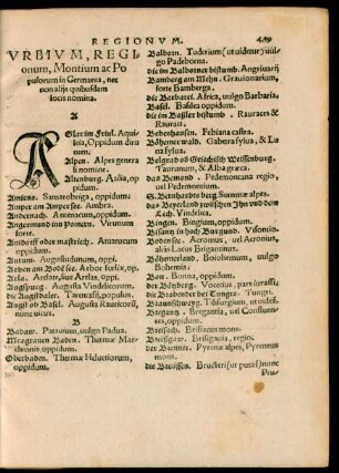 Urbium, Regionum, Montium, ac Populorum in Germania, nec non aliis quibusdam locis nomina.