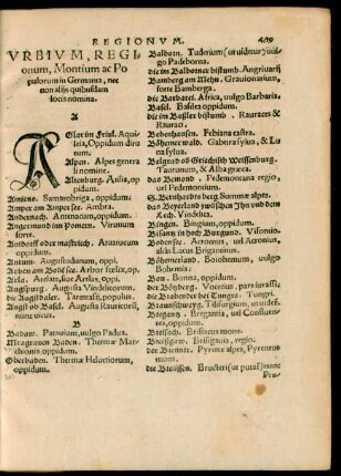 Urbium, Regionum, Montium, ac Populorum in Germania, nec non aliis quibusdam locis nomina.