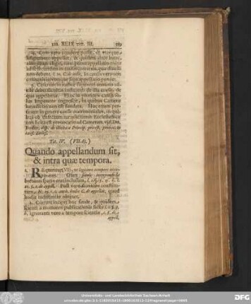Tit. IV. (VII. 63.) Quando appellandum sit, & intra quae tempora.