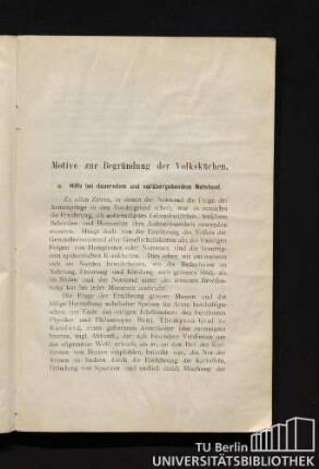 Motive zur Begründung der Volksküchen.